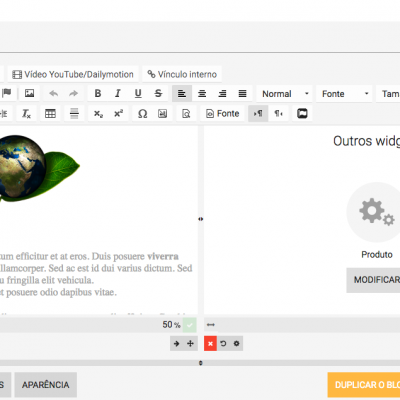 Editor visual: integrar conteúdo em uma página