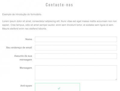 Formulário de contacto exibido no site