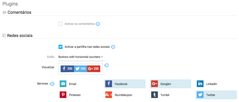 Plugins redes sociais